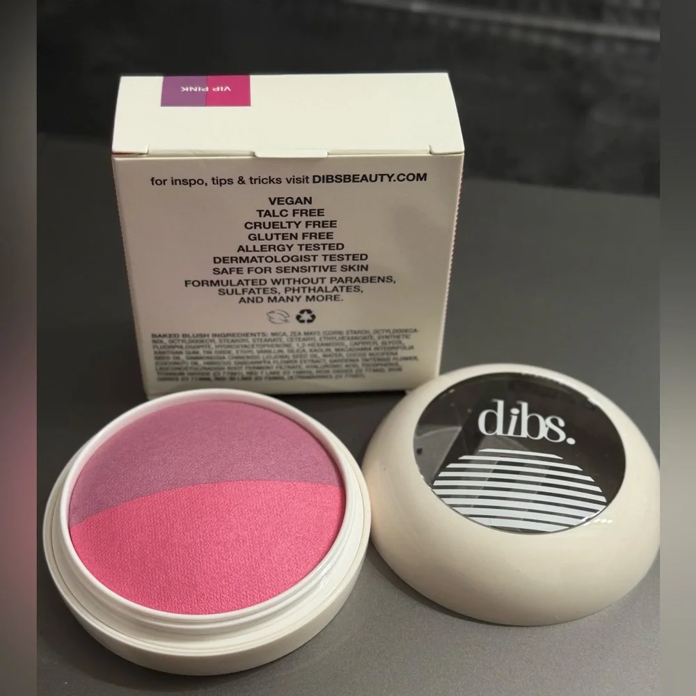 NIB Dibs Beauty Duet Baked Blush Duo in Shade VIP Pink